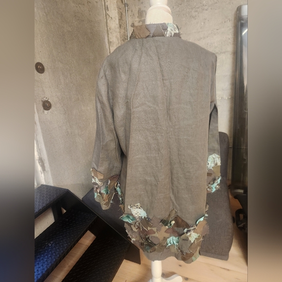 🐕Marylou Ozbolt-Storer Folk Artist Linen Boho Jacket M EUC HOST PICK ♥️ - Picture 3 of 9